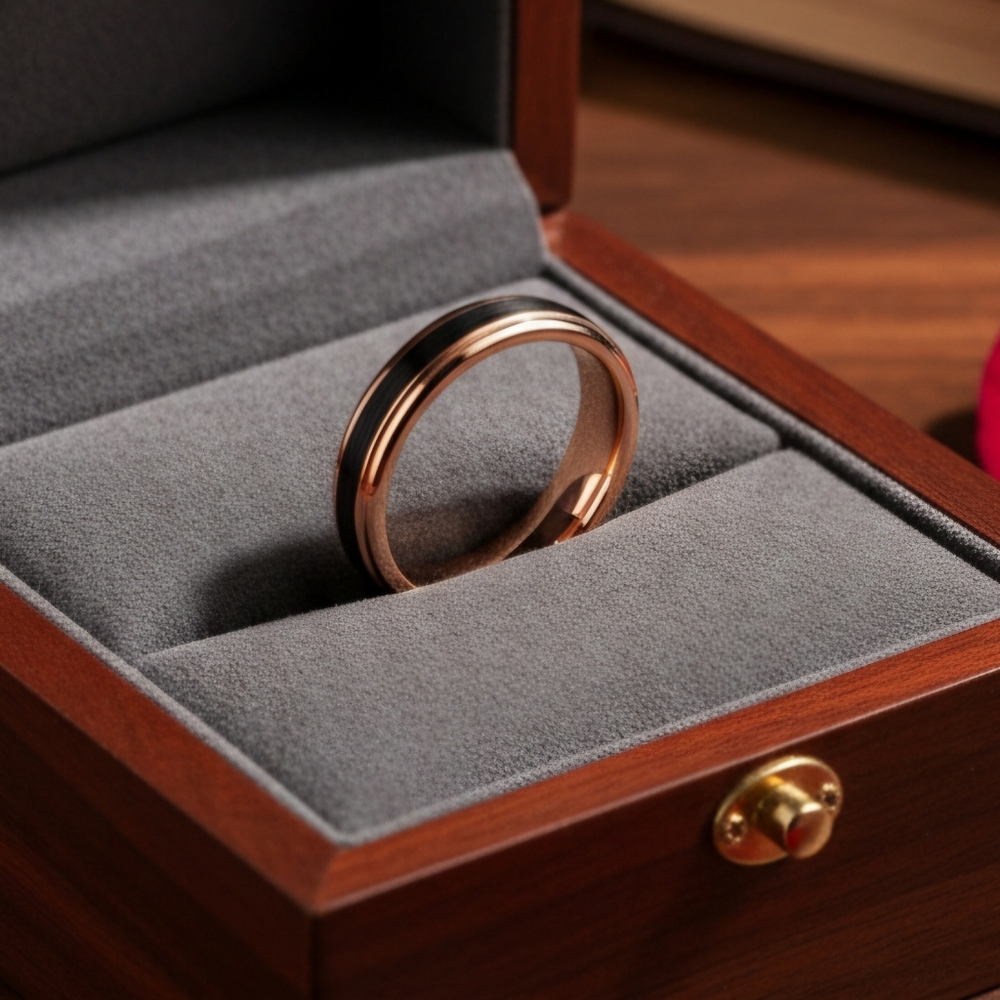 4mm Tungsten Ring In Black And Gold